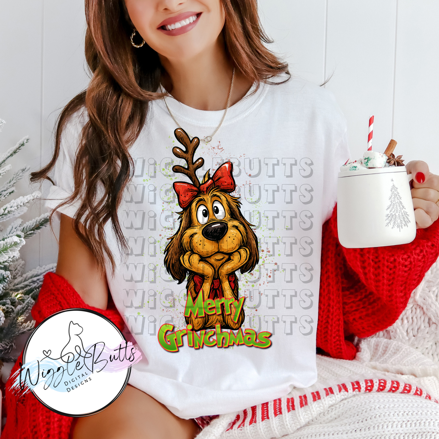 Green Guy Dog Christmas PNG Design