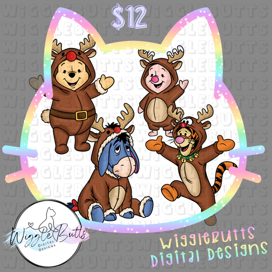 Honey Bear and Friends Christmas Reindeer ClipArt Bundle