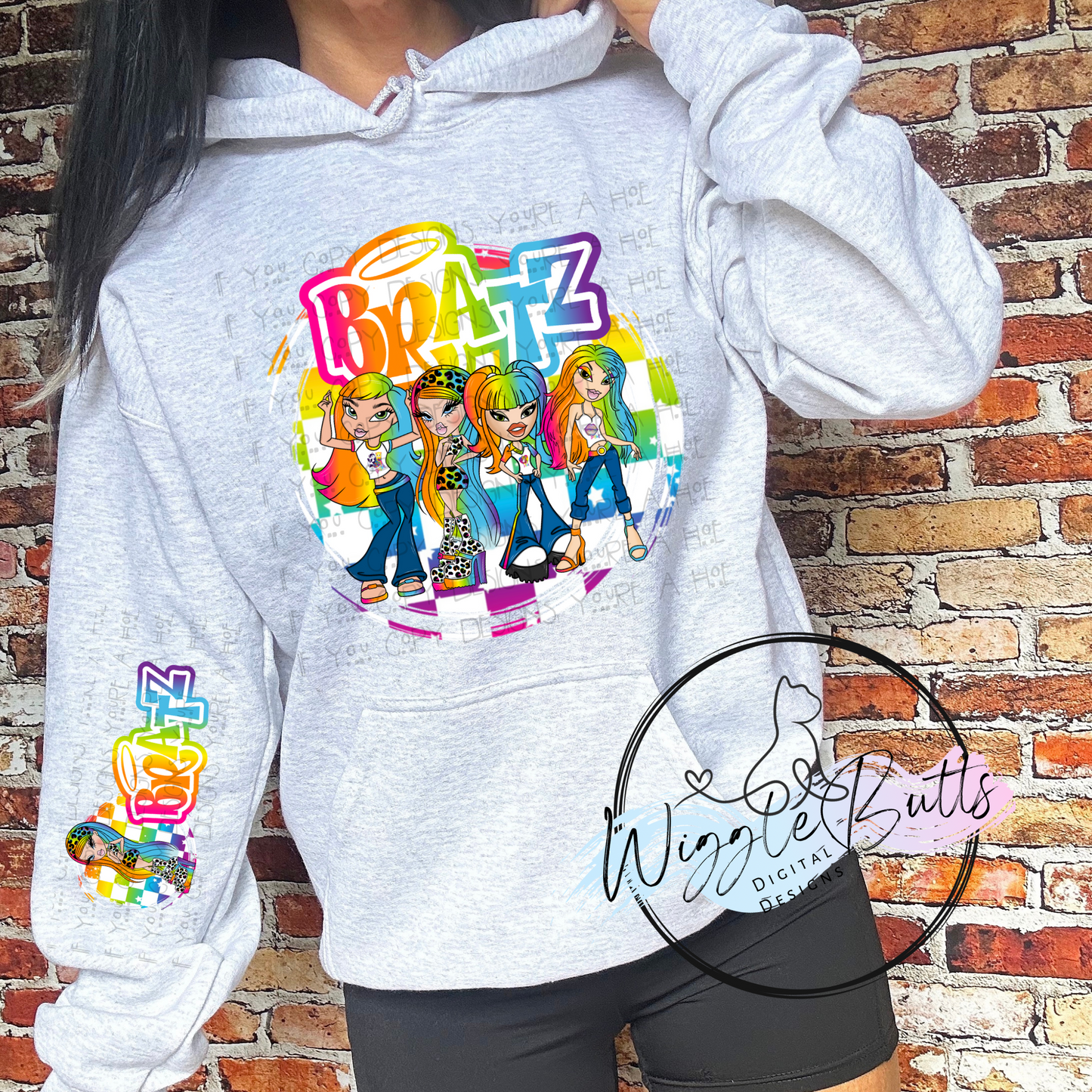 Bratty Girls 90s Rainbow Style PNG and Matching Sleeve Design