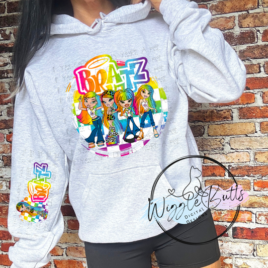 Bratty Girls 90s Rainbow Style PNG and Matching Sleeve Design