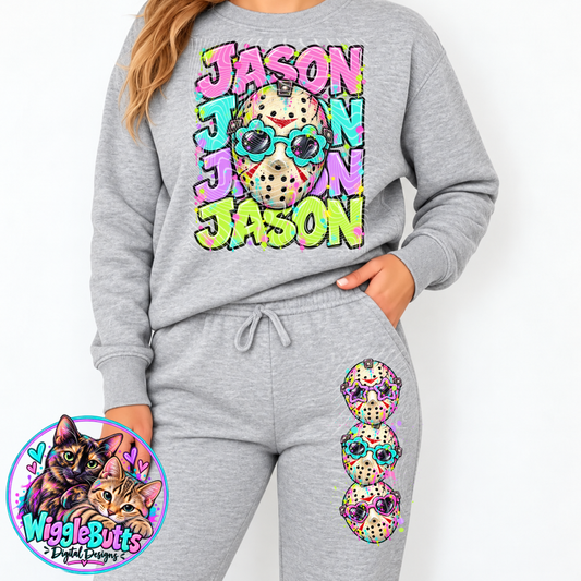 Horror Halloween Mask Pastel PNG Design and Matching PNG Sleeve/Pants Design