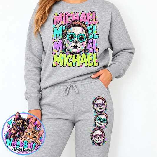Horror Halloween White Mask Pastel PNG Design and Matching PNG Sleeve/Pants Design