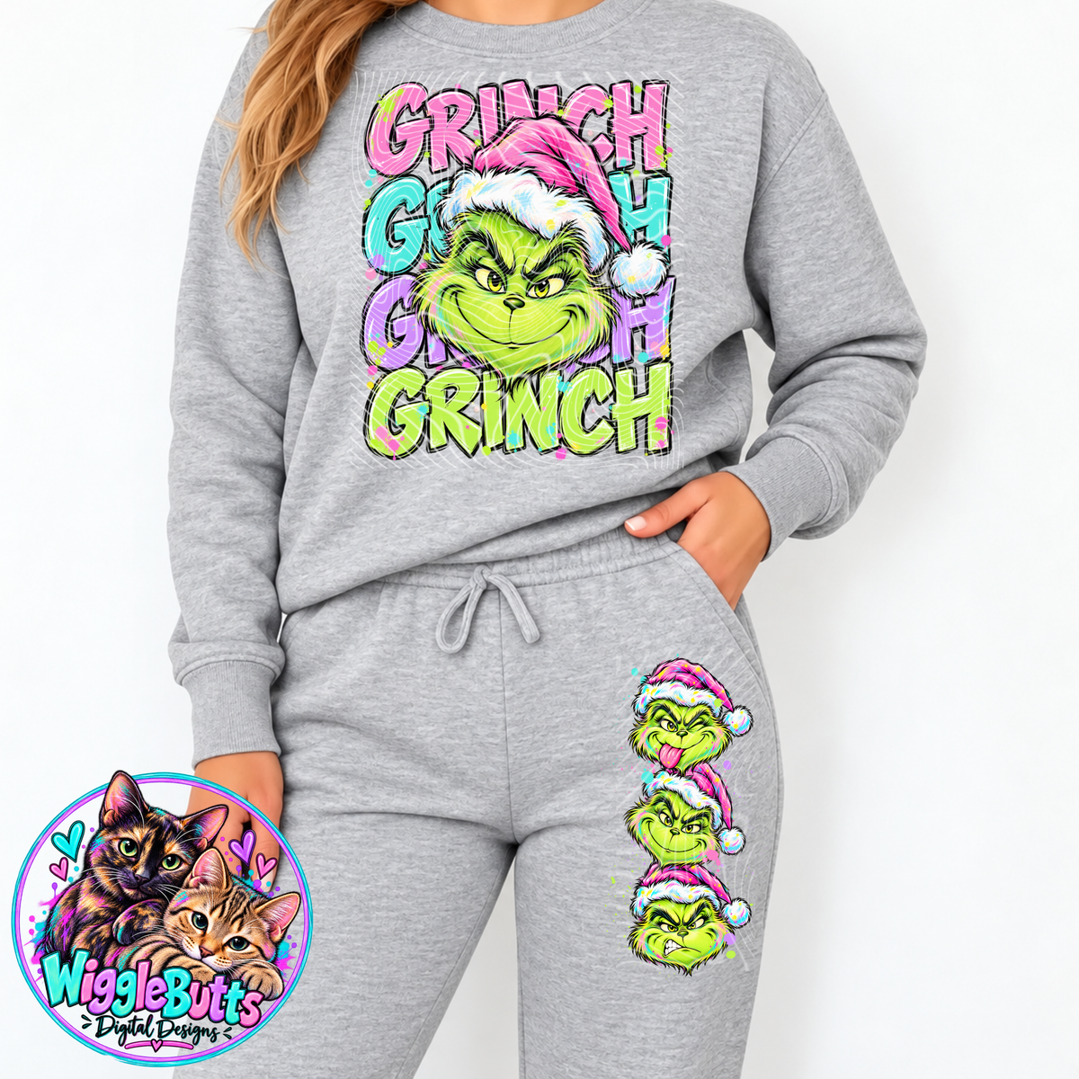 Green Guy Christmas Pastel PNG Design and Matching PNG Sleeve Design