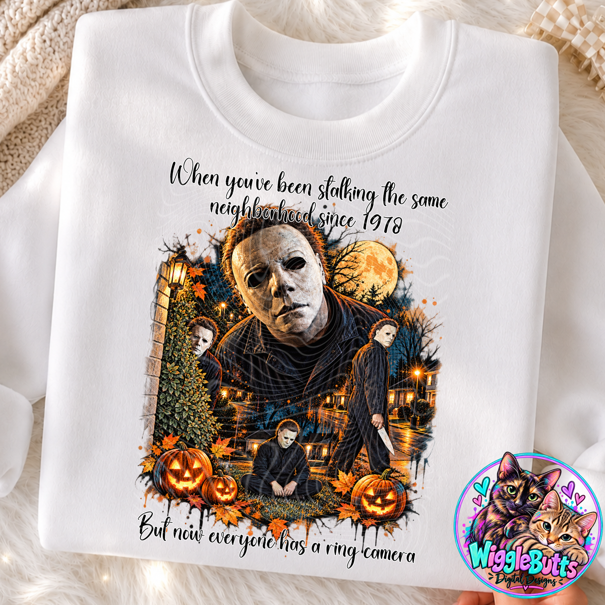 Horror Halloween White Mask Ring PNG Design