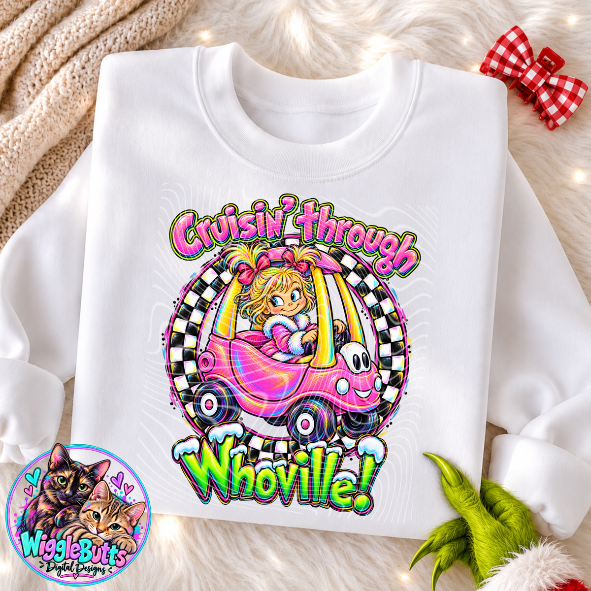 Green Guy Christmas Blonde Girl Pink Cruisin PNG Design