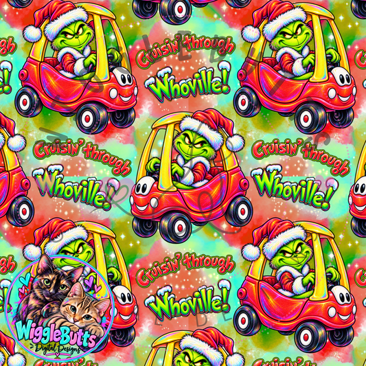 Green Guy Christmas Cruisin Seamless File PNG Design