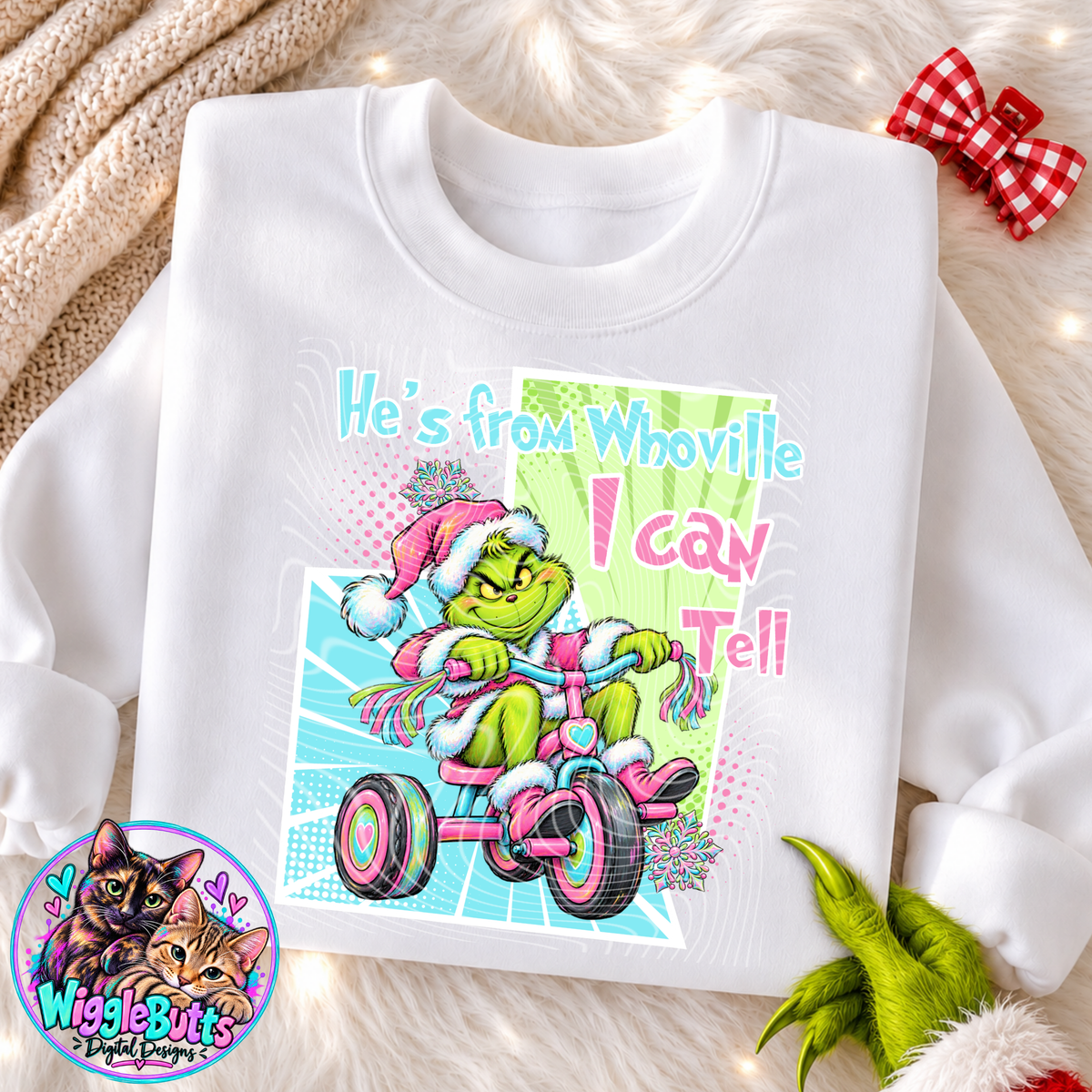 Green Guy Christmas Pastel He's From the Ville PNG Design