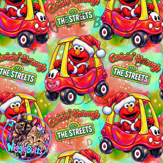 Retro Red Puppet Christmas Cruisin the Streets Seamless File PNG Design