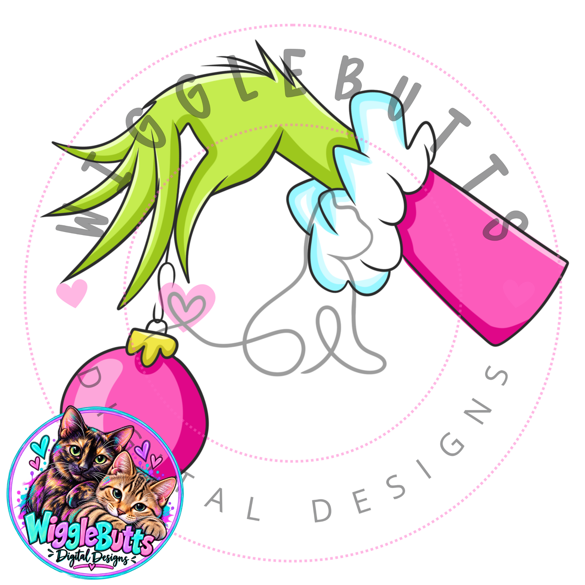 Green Guy Christmas Ornament Pink ClipArt Piece