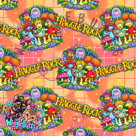 Retro Puppet Rock Show PNG Seamless File Design