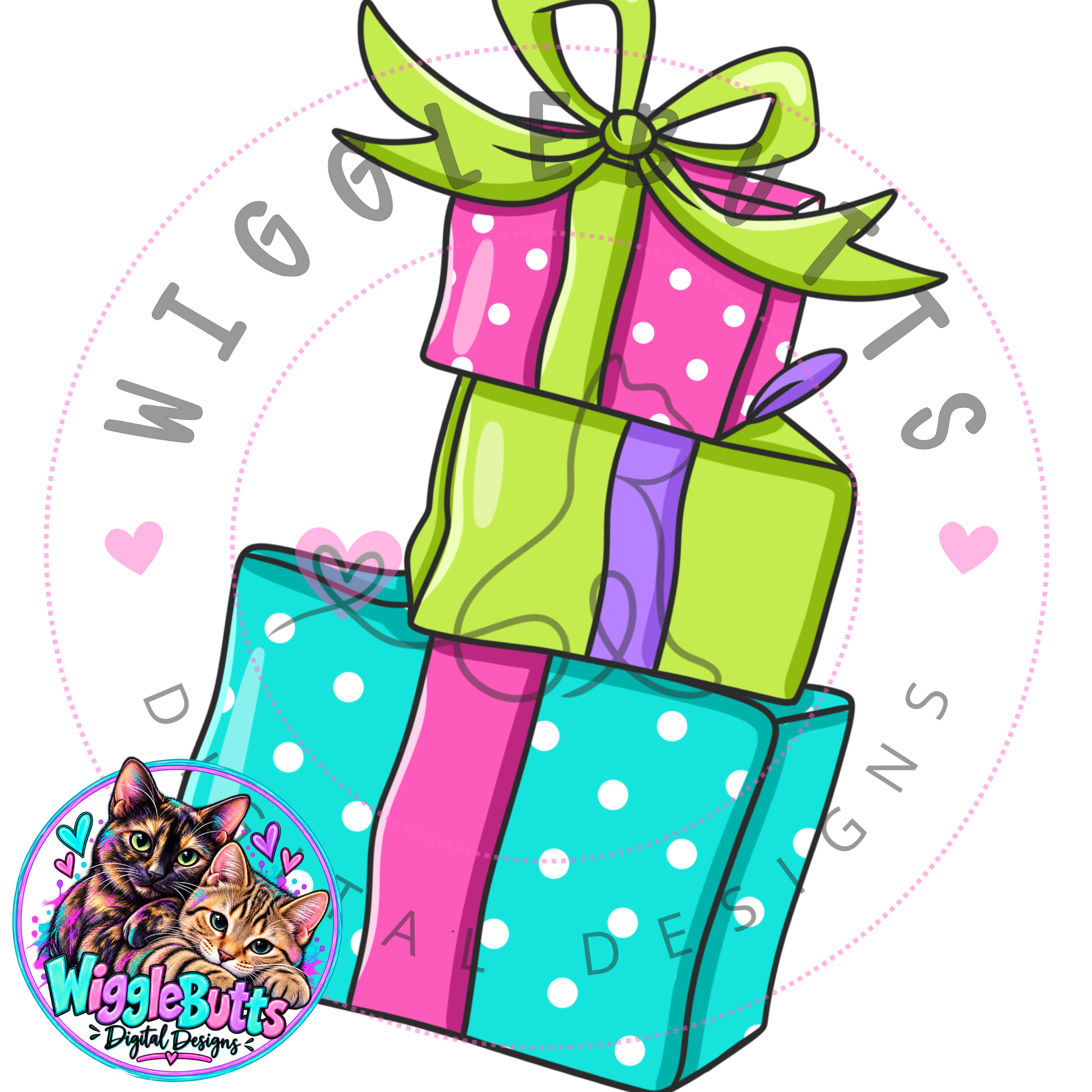 Green Guy Christmas Presents Pink ClipArt Piece – Wigglebutts Digital ...