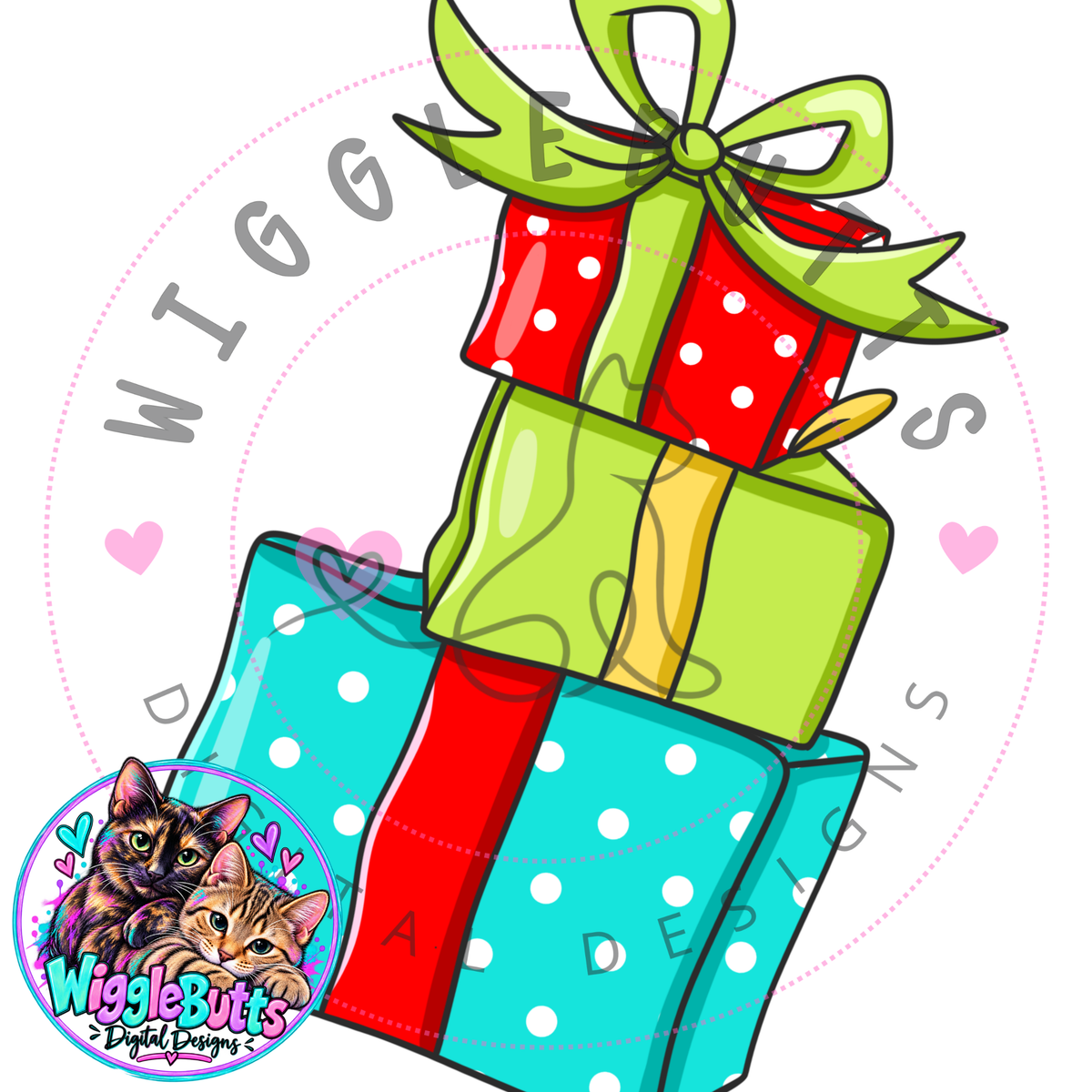 Green Guy Christmas Presents Red ClipArt Piece
