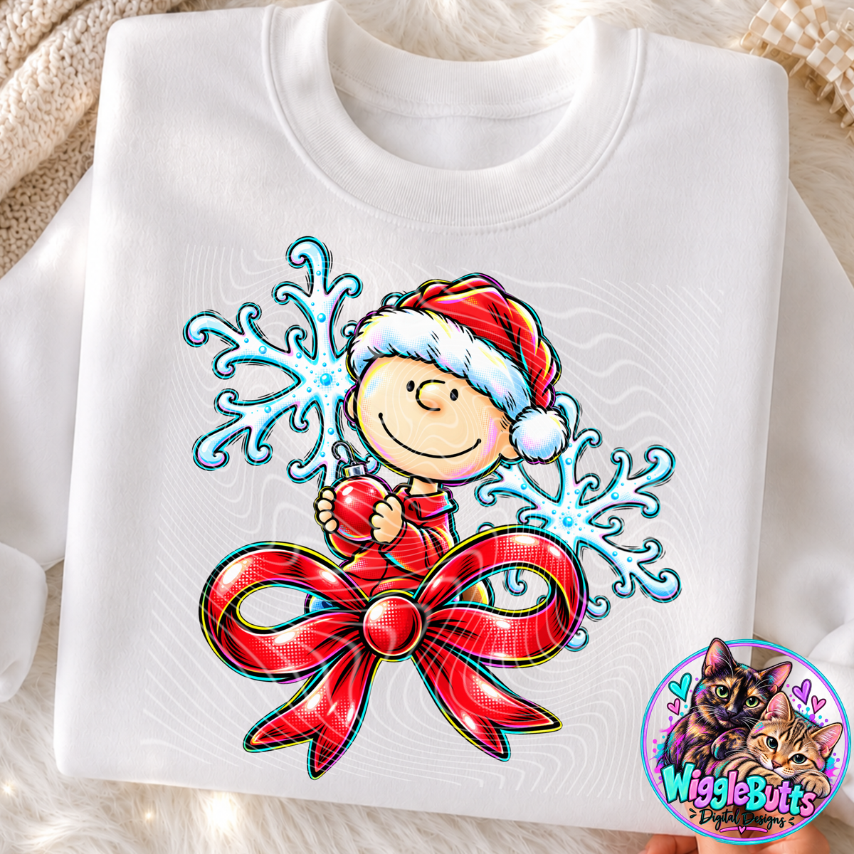 Retro PeanutKid Christmas Snowflake PNG Design