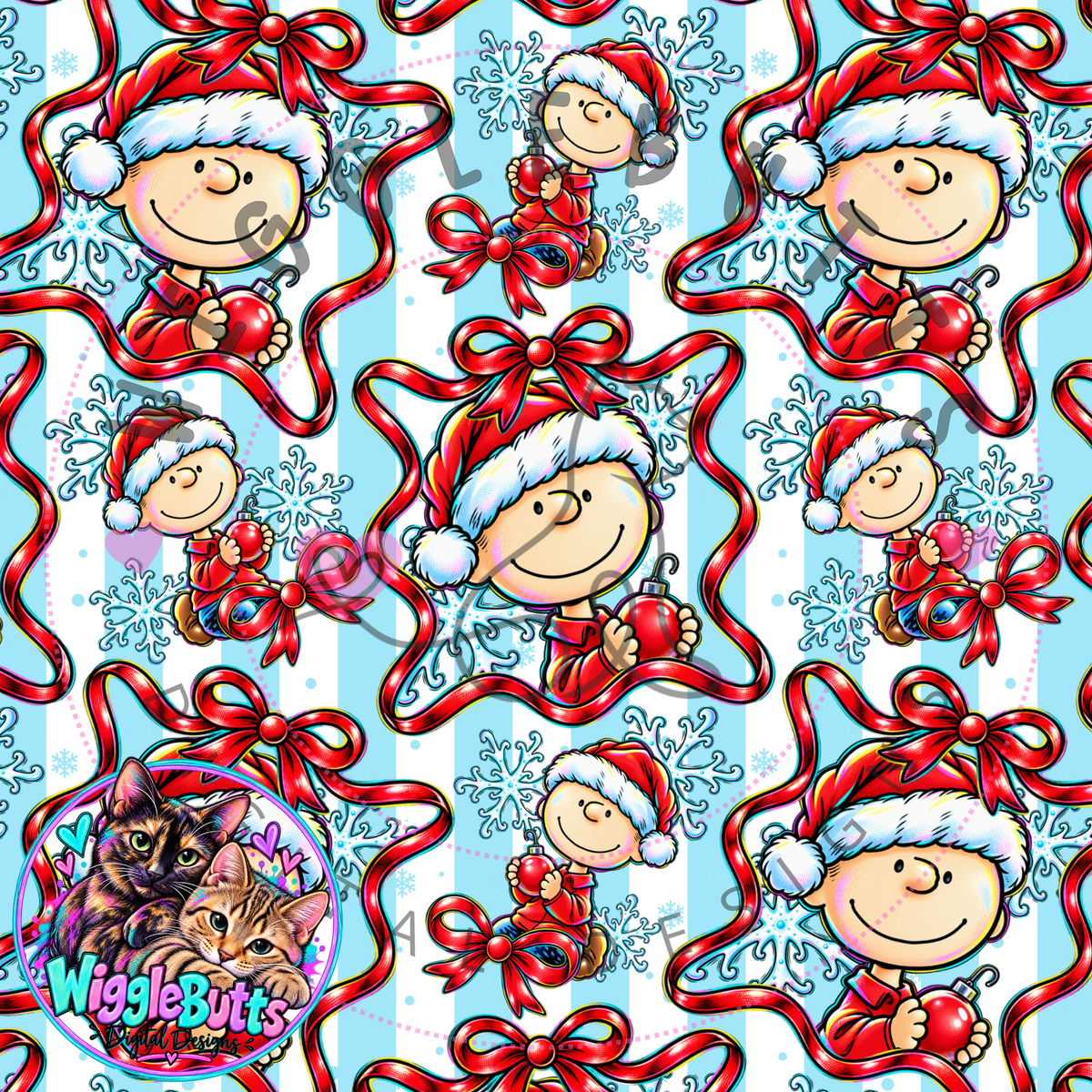 Retro PeanutKid Winter Christmas Seamless File PNG Design