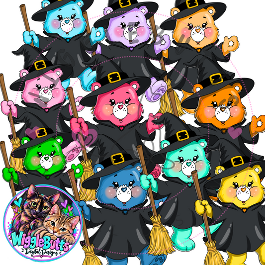 Retro 80s 90s Rainbow Bears Witch Halloween ClipArt Bundle