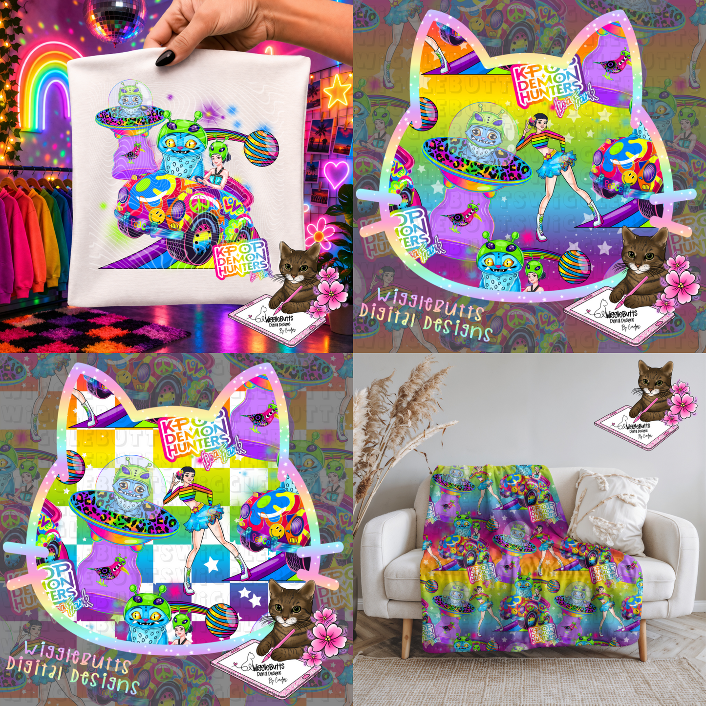 Anime Hunter Girls Soda Boys 90s Rainbow Style Seamless and PNG Solo Bundle