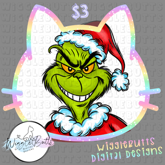 Green Guy Christmas Painted Doodle ClipArt Piece
