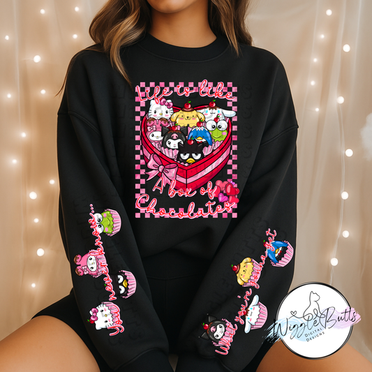 Kitty and Friends Valentine's Day PNG Design and 2 Matching PNG Sleeve Designs