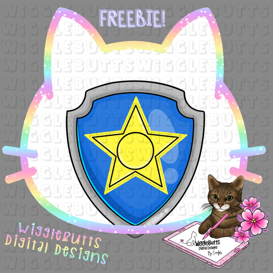 Dog Paw Shield Blue Star ClipArt Piece