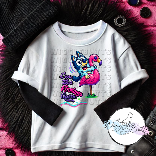 Blue Dog Puppies Flamingo PNG Design