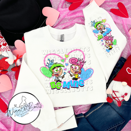 Pink and Green Fairy Parents Valentine's Day PNG Design and Matching PNG Sleeve Design