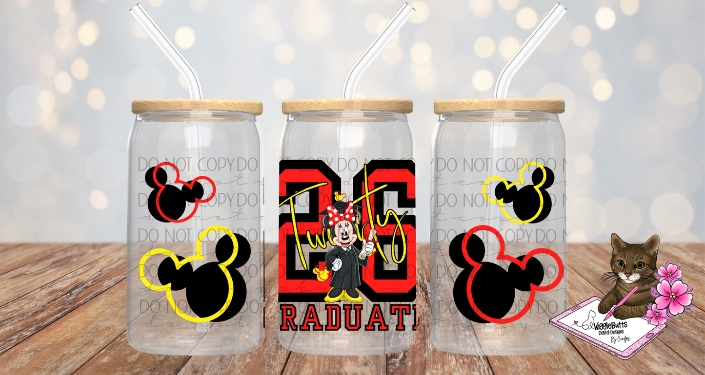 Mouse and Friends 2026 Graduate Graduation 16oz cup jar wrap
