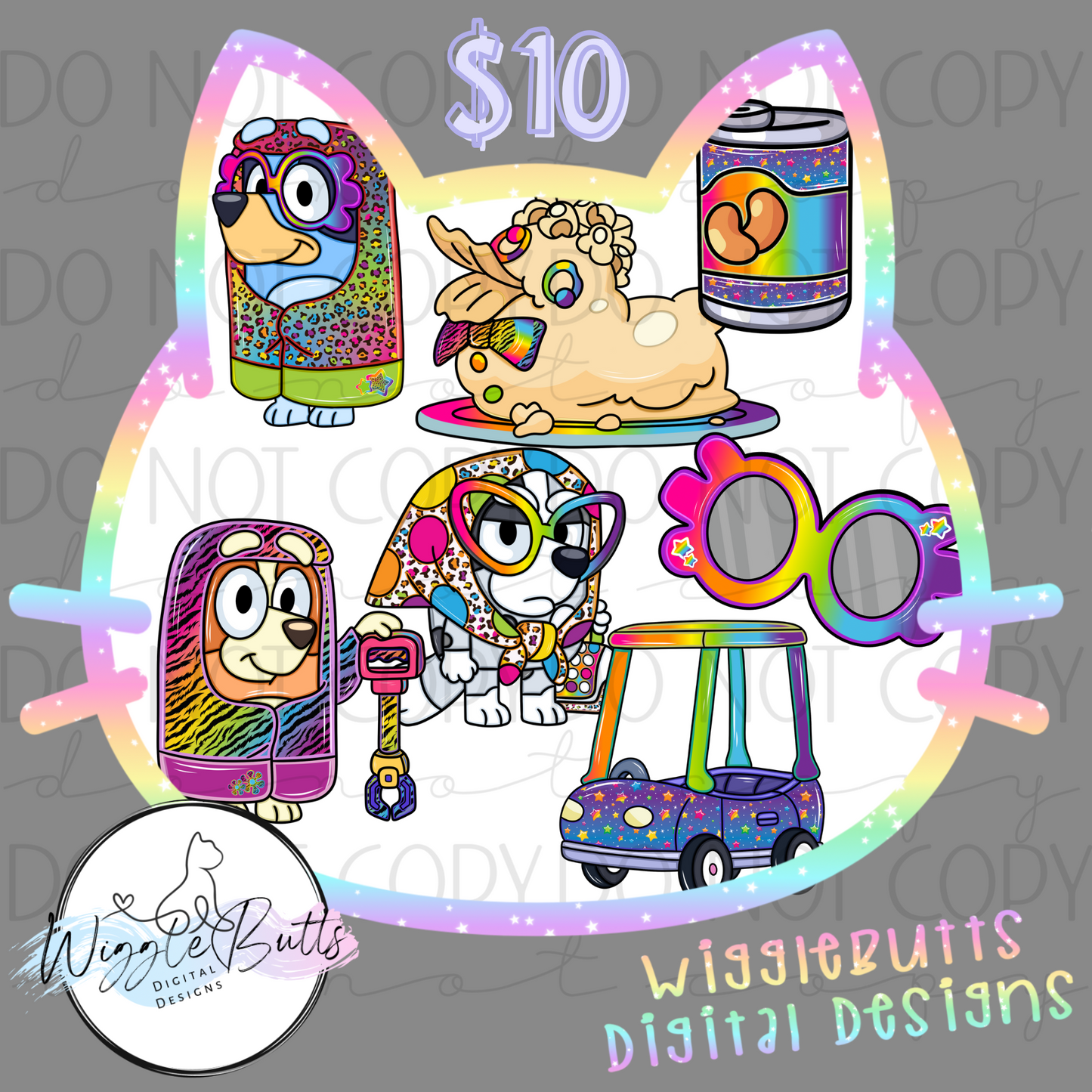 Dogs Puppies Grannies 90s Rainbow Style ClipArt Bundle