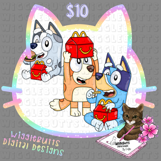 Blue Dog Puppies Kids Meals ClipArt Bundle