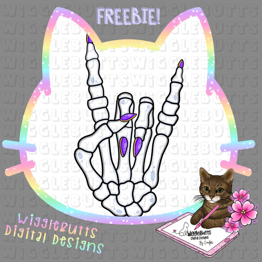 Purple Nails Halloween Skeleton Hand ClipArt Piece