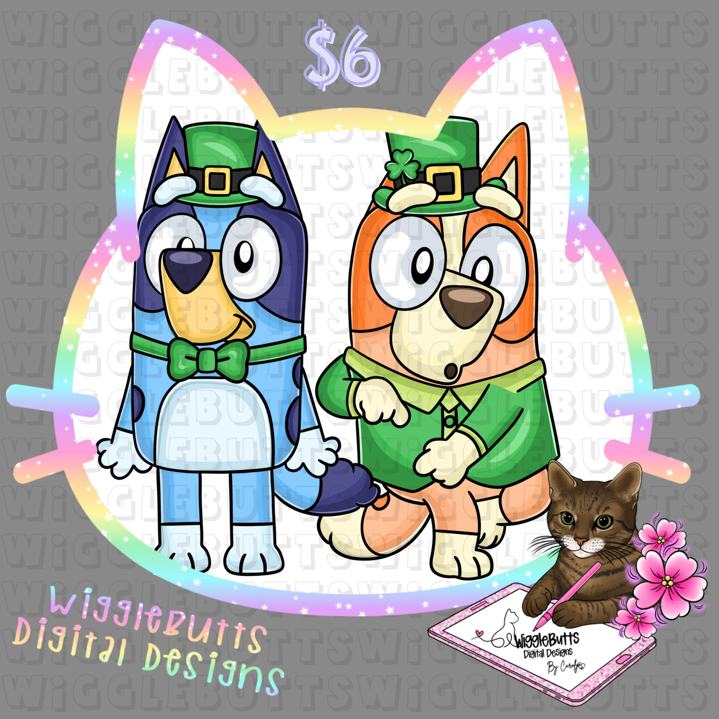 Blue Dog Puppies St Patrick's Day ClipArt Bundle