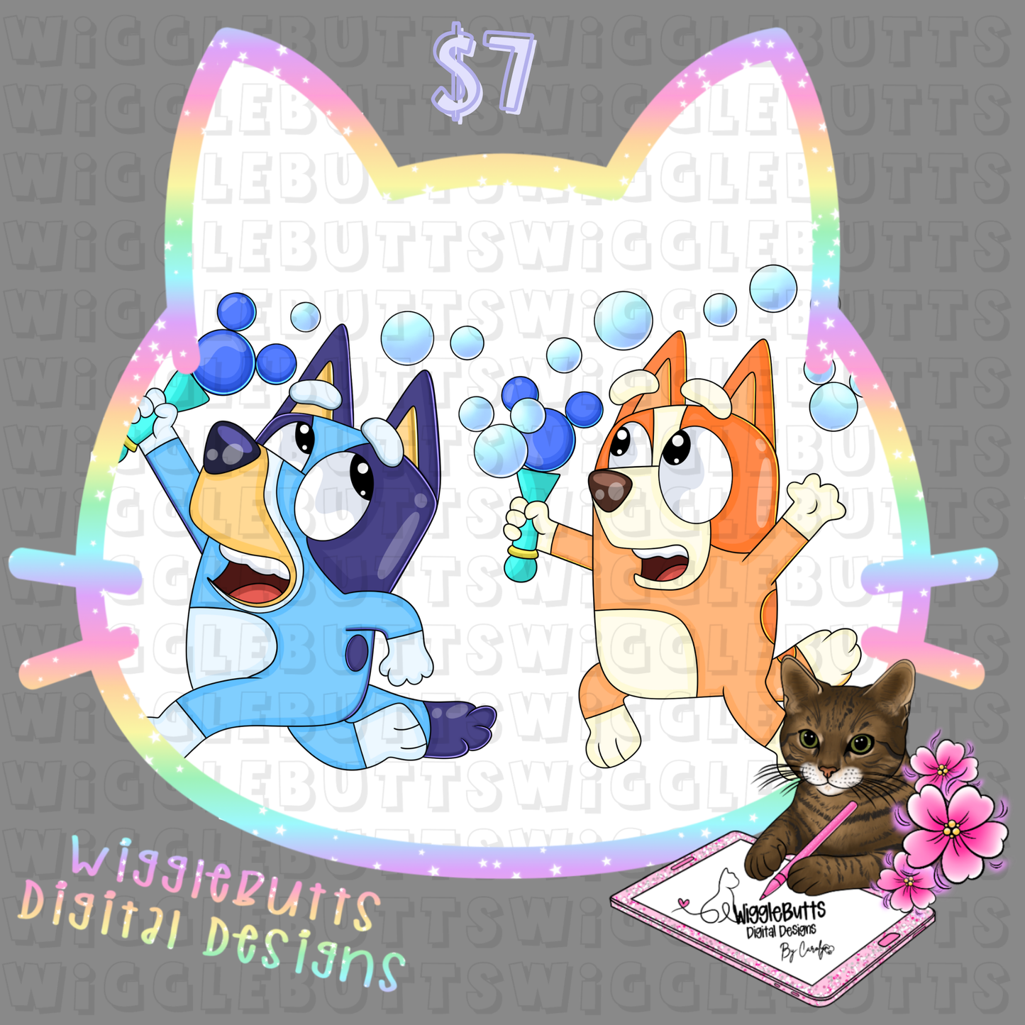 Blue Dog Puppies Bubbles ClipArt Bundle