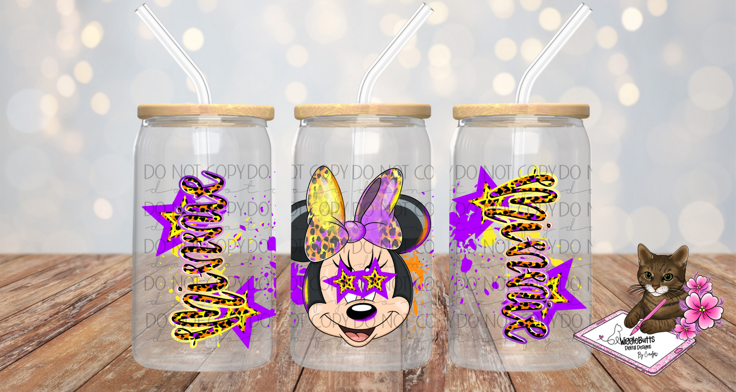 Mouse and Friends Girl Stars 16oz Cup/Jar Wrap PNG Design