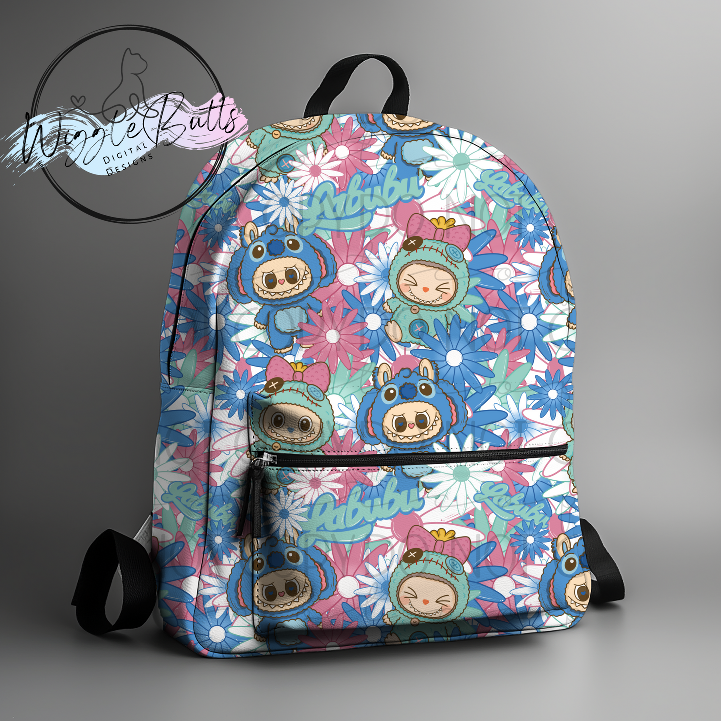 Little Monsters Blue Alien Flowers Seamless File