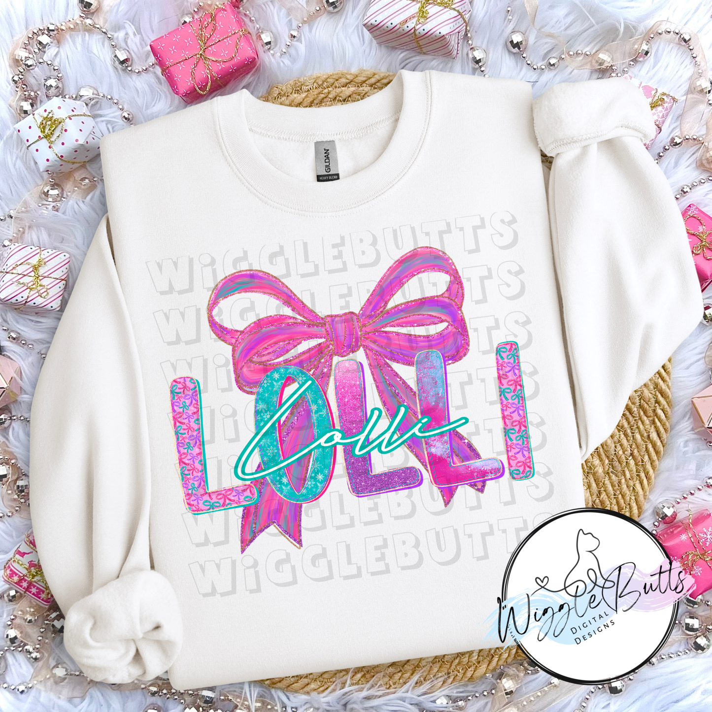 Lolli Grandma Colorful Painted Bow PNG Design