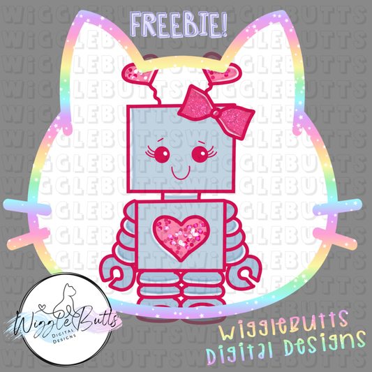 Valentine's Day Robot Girl ClipArt Piece