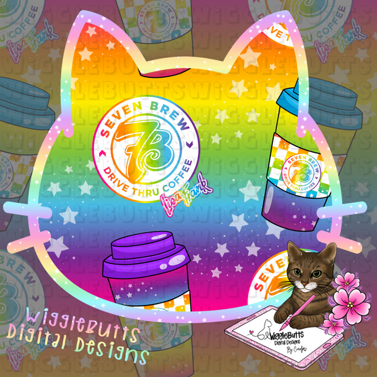Coffee Lovers 90s Rainbow Style Maroon Seamless File PNG Design