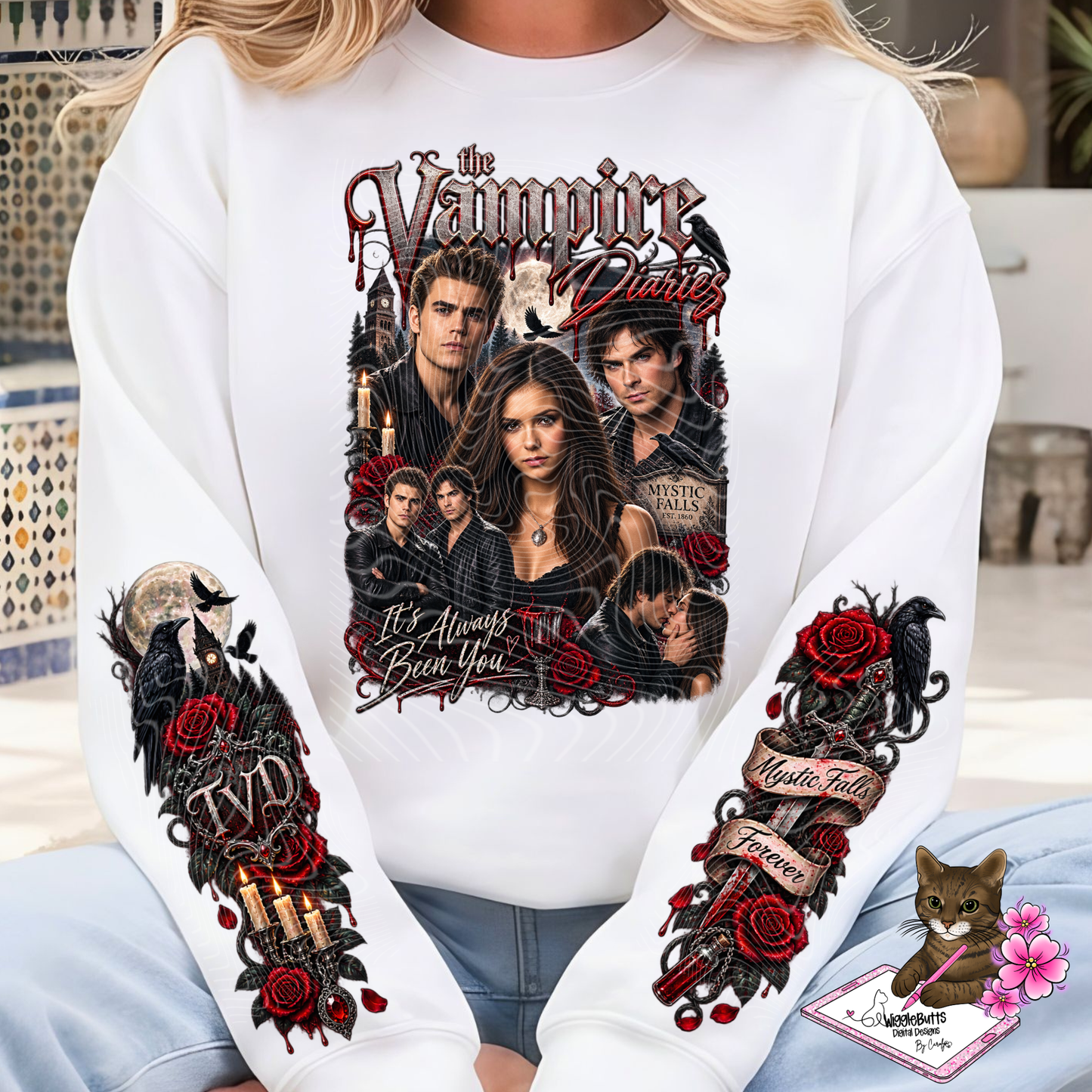 Vampire Retro Beautiful Rose PNG Design and 2 Matching PNG Sleeve Designs
