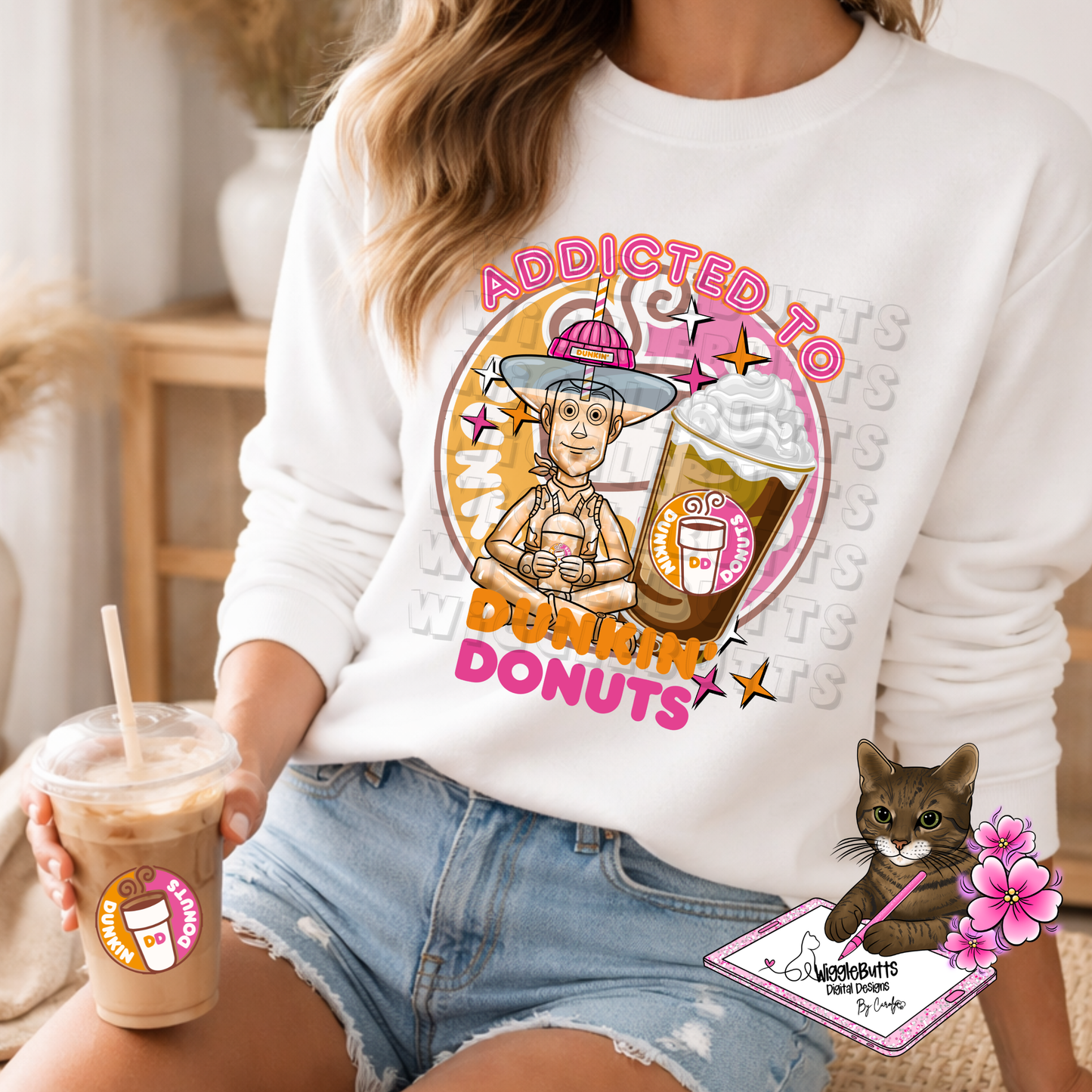 Coffee Lovers Pink and Orange Character Cups Solo Design Bundle