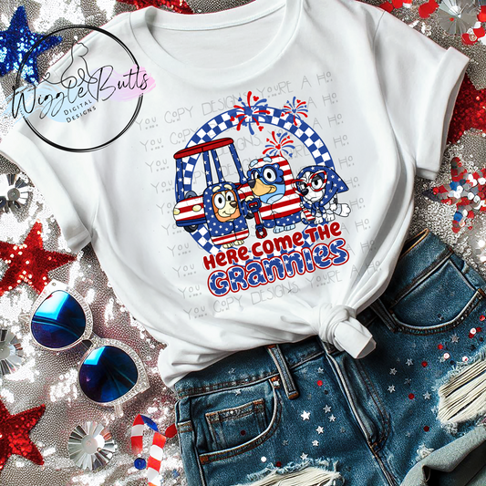 Dogs Puppy Grannies 4th of July PNG Design