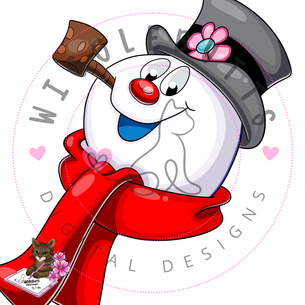 Christmas Snowman Winter Face ClipArt Piece