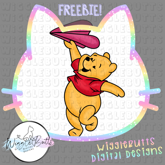 Honey Bear Valentine's Day Heart Paper Plane ClipArt Piece