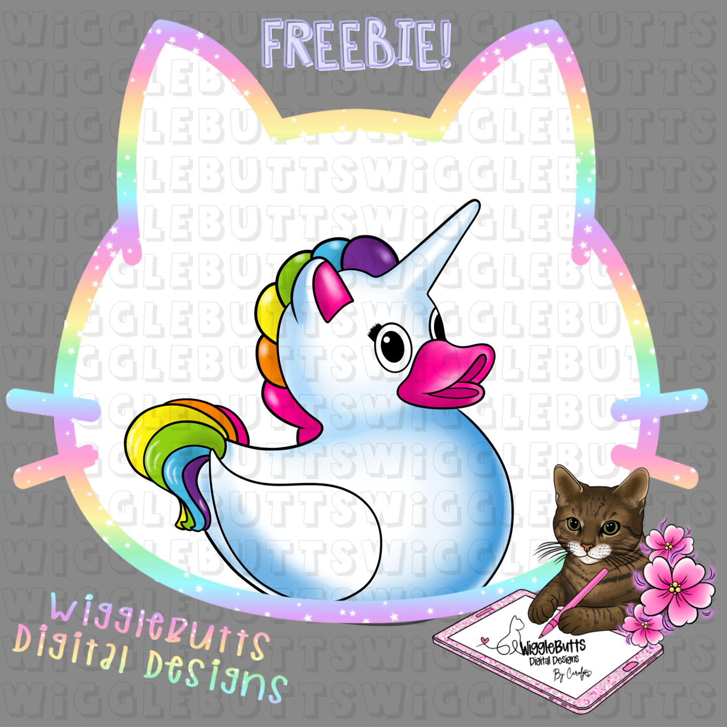 Retro 90s Rainbow Rubber Duck Unicorn ClipArt Piece