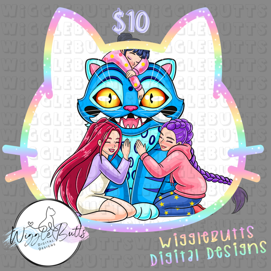 Anime Blue Cat Hunter Girls Semi Exclusive ClipArt Piece