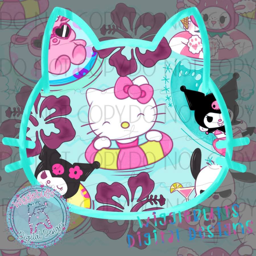 Kitty and Friends Pool Party Floats Summer Seamless File PNG Design