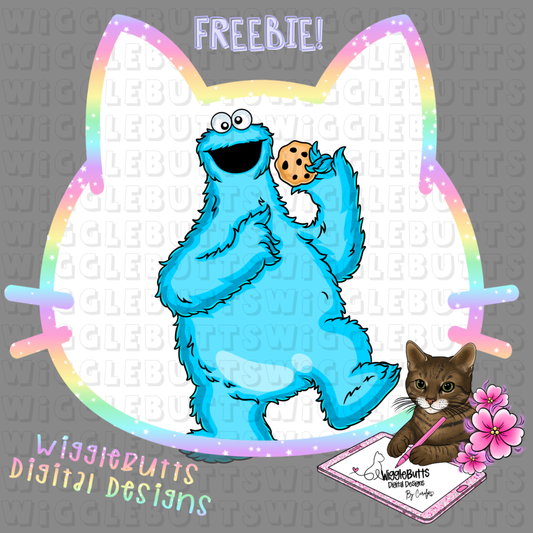 Retro 80s 90s Blue Puppet Cookies ClipArt Piece