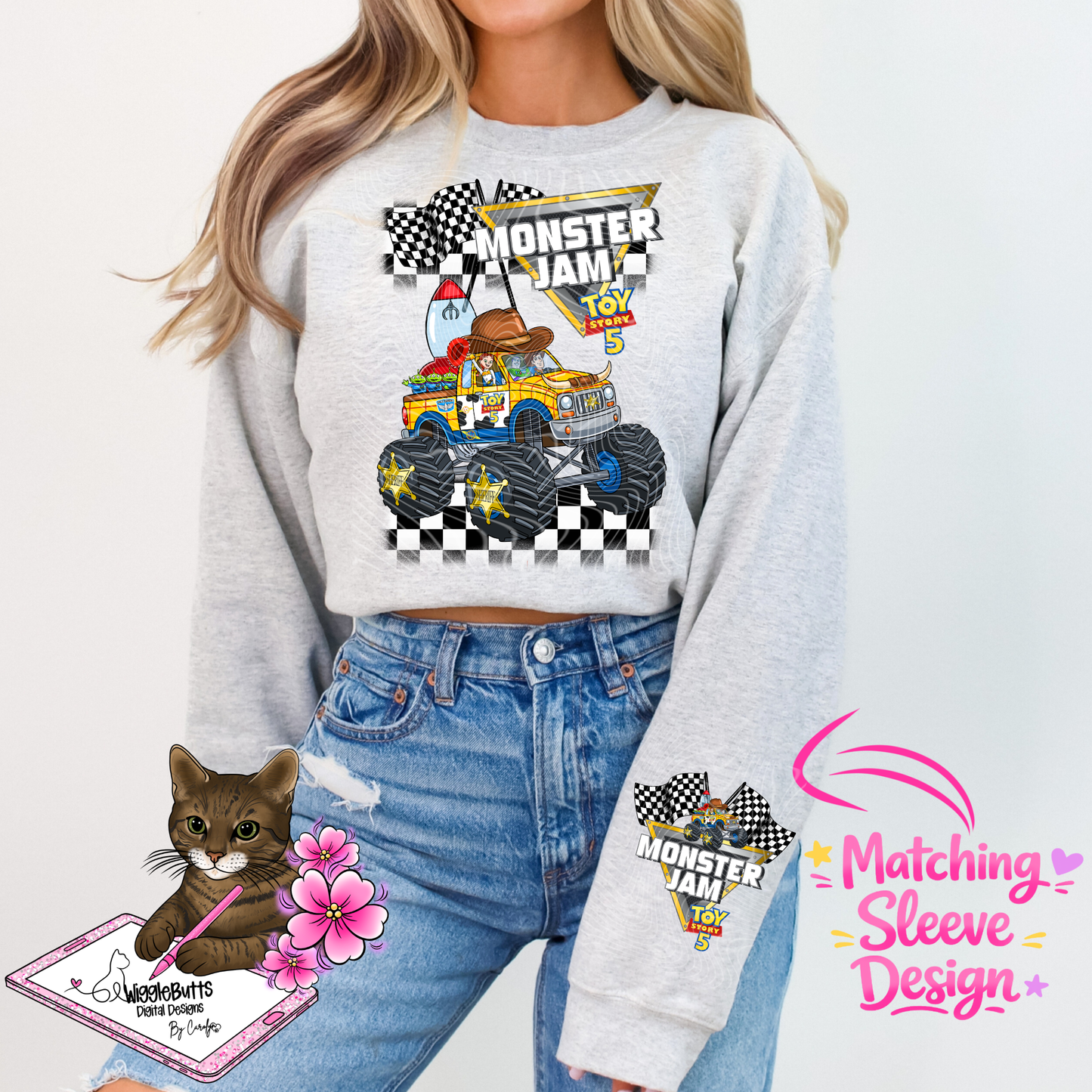 Toys Monster Truck PNG Design and Matching PNG Sleeve Design
