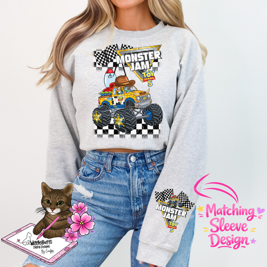 Toys Monster Truck PNG Design and Matching PNG Sleeve Design