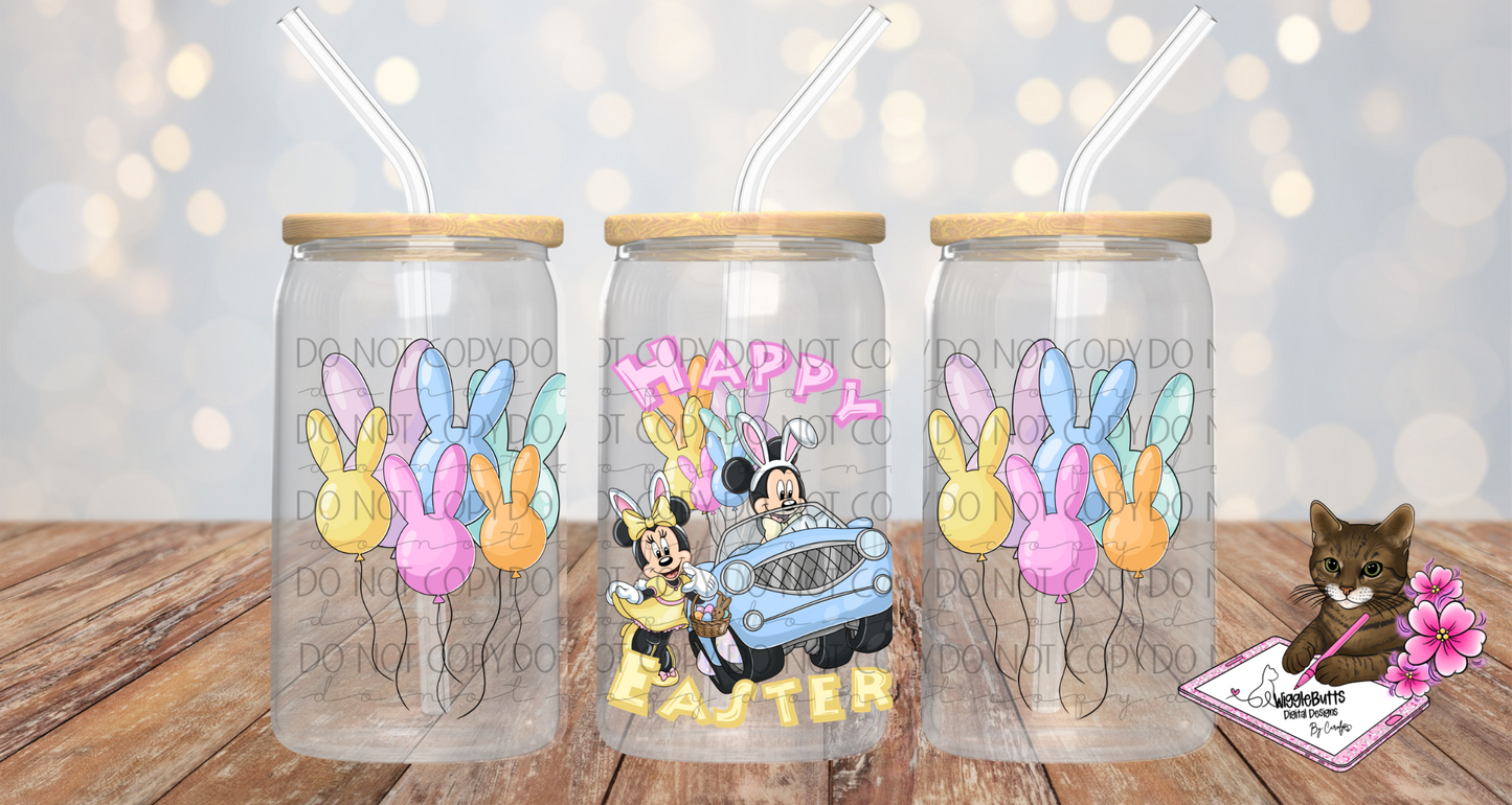 Mouse and Friends Easter 16oz Cup Jar Wrap PNG Design