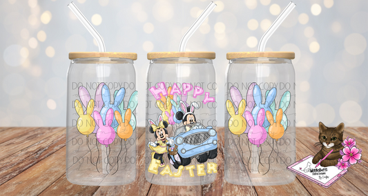 Mouse and Friends Easter 16oz Cup Jar Wrap PNG Design