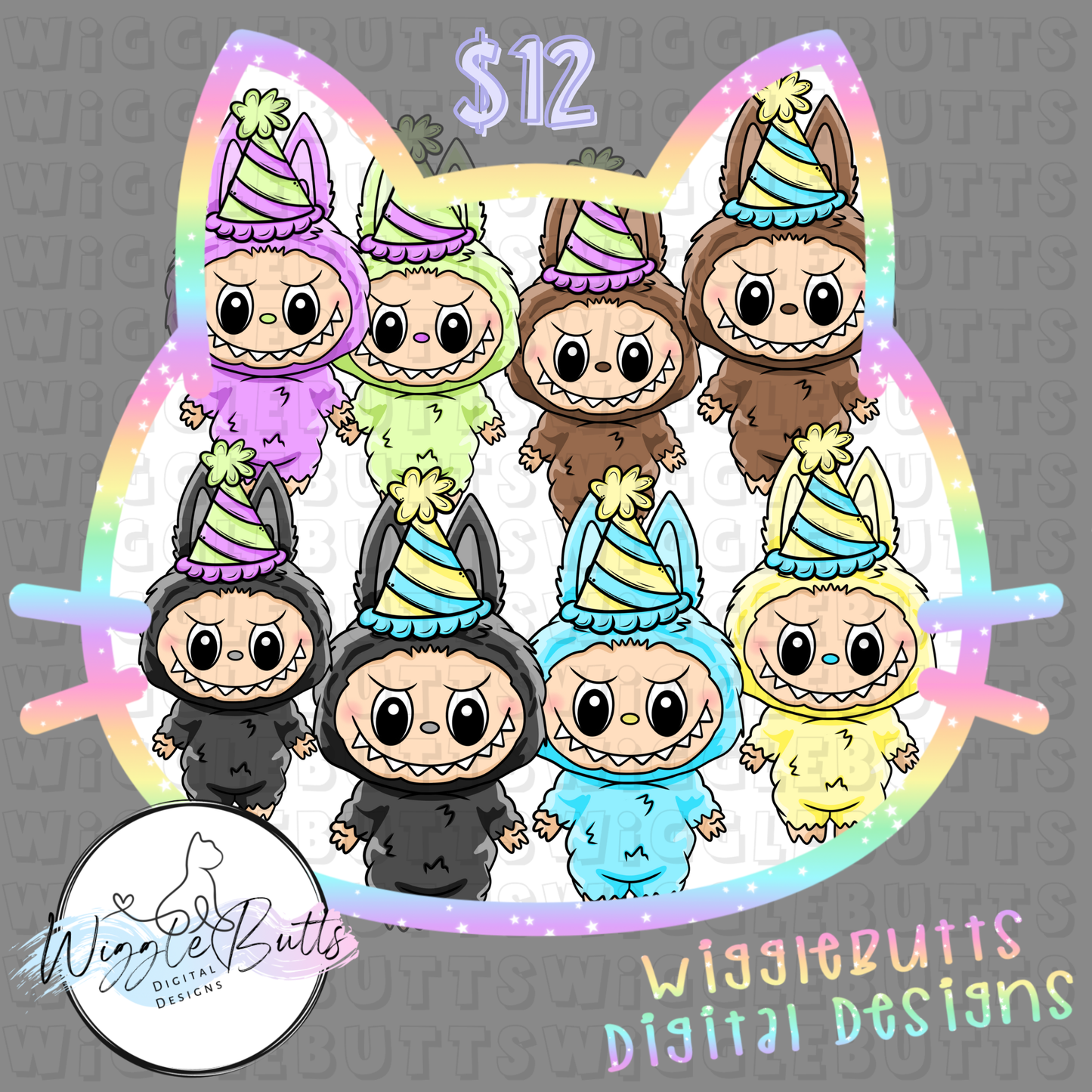 Little Monsters Birthday Hats ClipArt Bundle